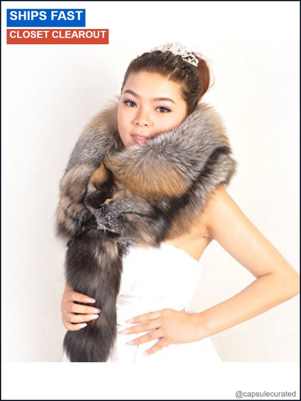 Real Whole Fox Fur Scarf Wrap Winter Warm Luxury Cape